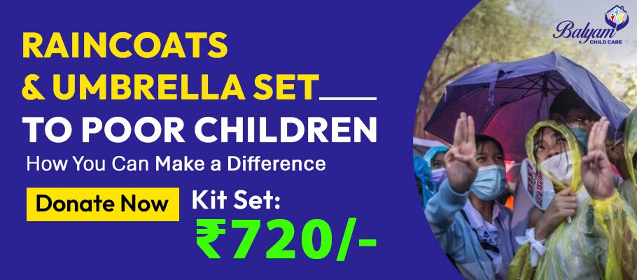 RAINCOATS & UMBRELLA SET TO POOR CHILDREN